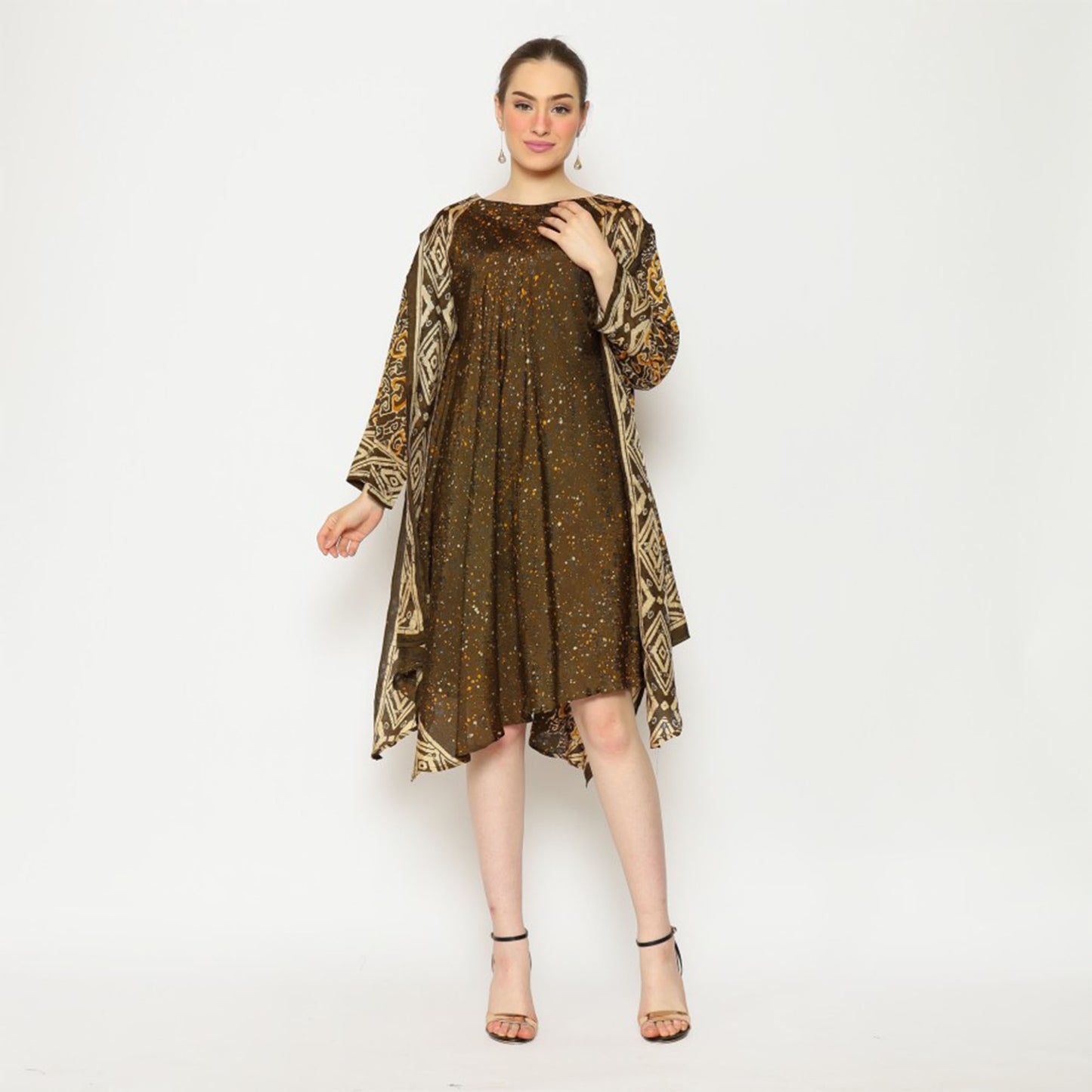 Modern Chic Batik Dress Bombai Layer Olive Series