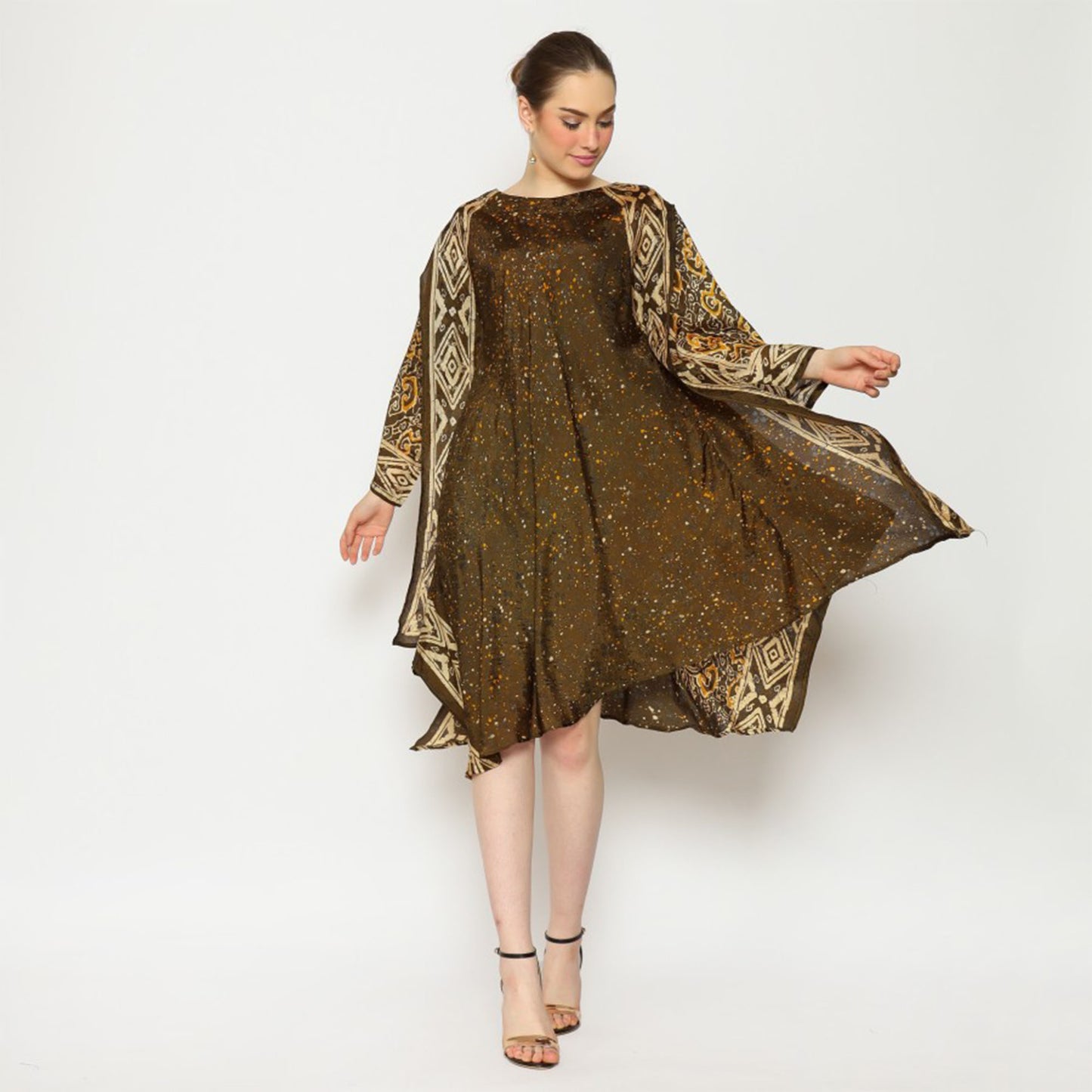 Modern Chic Batik Dress Bombai Layer Olive Series