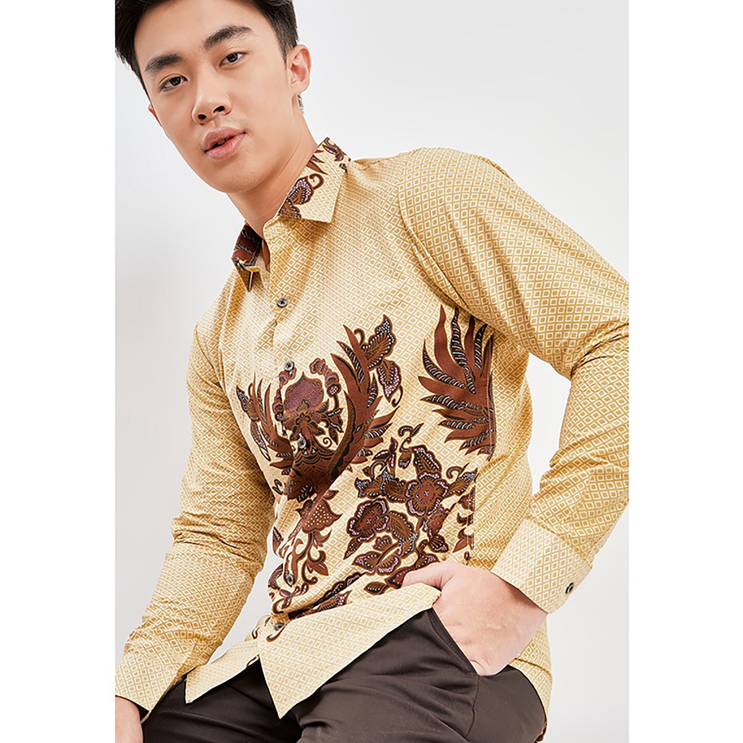Elevate Your Style Odza Classic Men's Long Sleeve Modern Slim Fit Batik Shirt Partha Collection, Men Batik, Batik Shirt, Batik for Men