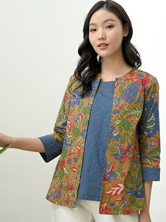 Modern Cotton Stretch Batik Blouse, Batik For Work, Women Blouse, Batik Blouse, Batik for Women