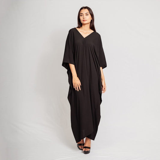Indonesia Ivy Basic Women Kaftan Dress Black - Premium Rayon
