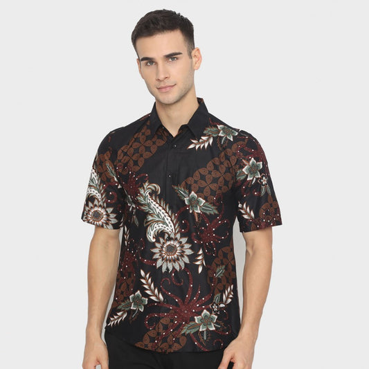 Casual Charm: Edha Maroon Slimfit Batik Shirt for Everyday Wear, Stylish Men, Men Batik, Batik, Shirt, Batik Shirt, Formal Shirt For Men