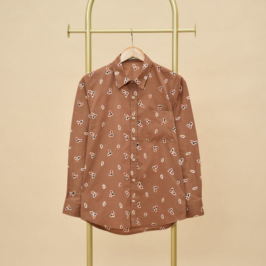 Authentic Batik Charm: Boys Shirt M1135 Brown Long Sleeve Men Batik, Men, Men'S Batik Shirts, Batik Shirts, Batiks, Formal Shirt For Men