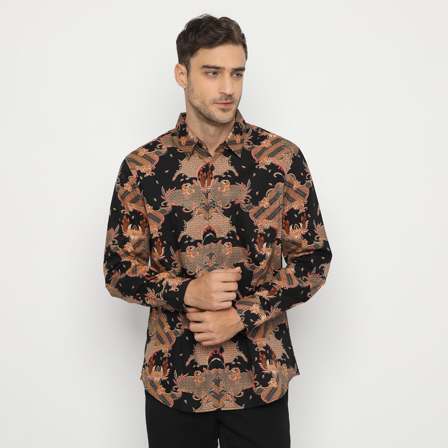 Modern Batik Style: Black Men's Shirt with Long Sleeves, Stylish Men, Men Batik, Batik Shirt, Formal Shirt For Men