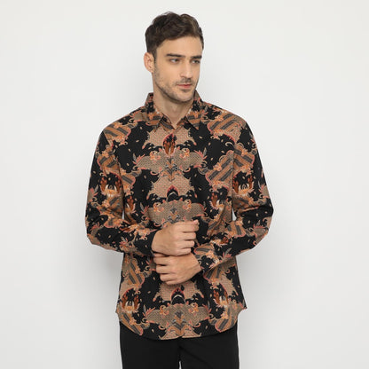 Modern Batik Style: Black Men's Shirt with Long Sleeves, Stylish Men, Men Batik, Batik Shirt, Formal Shirt For Men