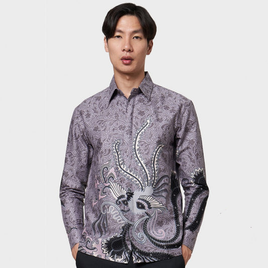 Regfit Sadera Purple: Batik's Elegant Long-Sleeve Batik Shirt for Men, Stylish Men, Men Batik, Batik, Batik Shirt, Formal Shirt For Men