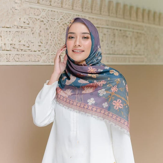 A combination of Elegant and modern in the Sahrish Series Blooming Sahara rectangular headscarf, Hijab, Hijab for Muslim, Women Hijab