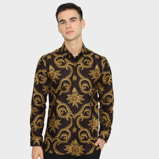 Dagelijkse stijl: Batik's Slimfit Kavya kastanjebruin batik shirt voor mannen, mannen batik, batik, batik shirt, formeel shirt voor mannen