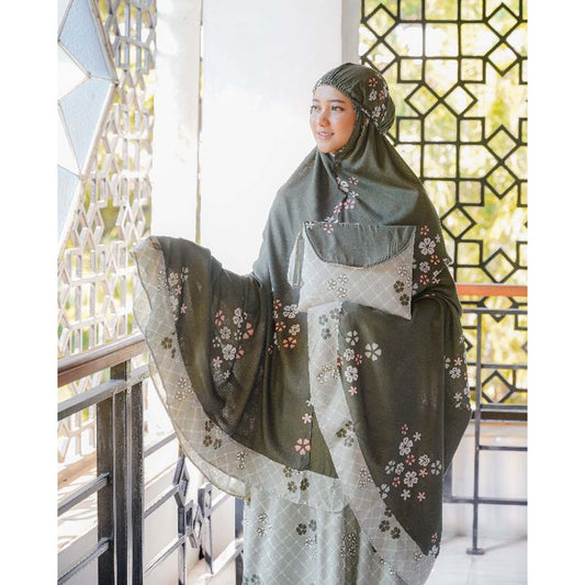 Volwassen Mukenah bloemmotief: Jumbo Rayon voor stijlvolle aanbidding, islamitische gebedsoutfit, gebedsjurk vrouwen, gebedsjurk voor moslim