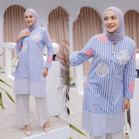 Elegant Appearance: Women's Tunic Batik Shirt for Elegant Office Style, Women Blouse, Blouse For Women, Ethnic Dress, Women Formal