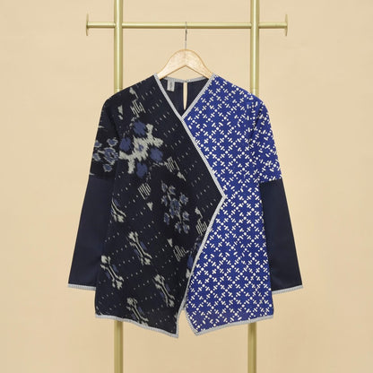 Navy Chic: ontketen de unieke stijl van batikmode, damesblouse, batikblouse, blouse voor dames, etnische jurk, formeel damesshirt