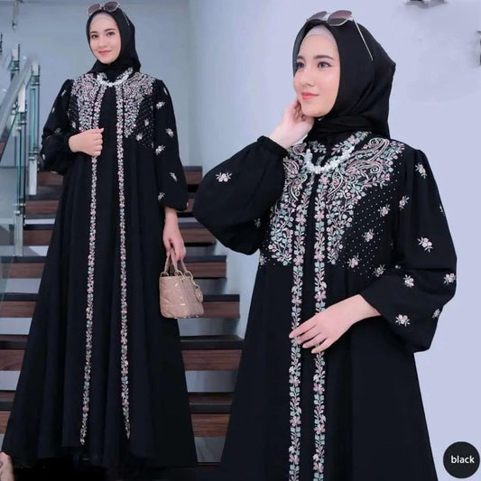 Moslim Gamis voor dames - Zie er prachtig uit met een vleugje elegant borduurwerk, Muslimah mode, moslimvrouwen, damesjurk, Gamis, islamitische jurk