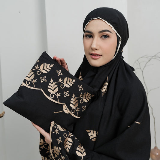 Premium volwassen Mukena: nieuwste bloemenmotiefborduurwerk met katoen voor een moderne look, gebedsjurk dames gebedsset, gebedsjurk voor moslims