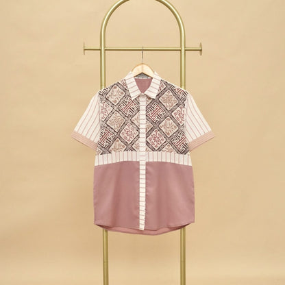 Men's Short Sleeve Batik Shirt: Dusty Pink for a Charming Appearance, Stylish Men, Men Batik, Batik Shirt, Formal Shirt For Men