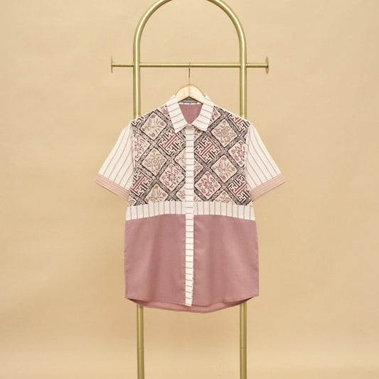 Men's Short Sleeve Batik Shirt: Dusty Pink for a Charming Appearance, Stylish Men, Men Batik, Batik Shirt, Formal Shirt For Men