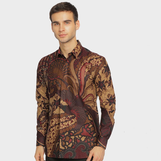 Look Stylish with Batik: Tara Red Men's Long Sleeve Slimfit Shirt, Stylish Men, Men Batik, Batik, Batik Shirt, Formal Shirt For Men