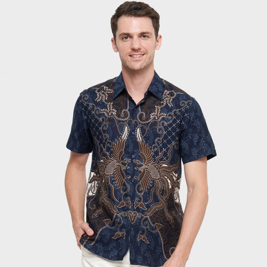 Batik Elegance: Nararya Men's Short Sleeve Slimfit Shirt, Stylish Men, Men Batik, Batik Shirt, Formal Shirt For Men,Batik Cotton Shirt