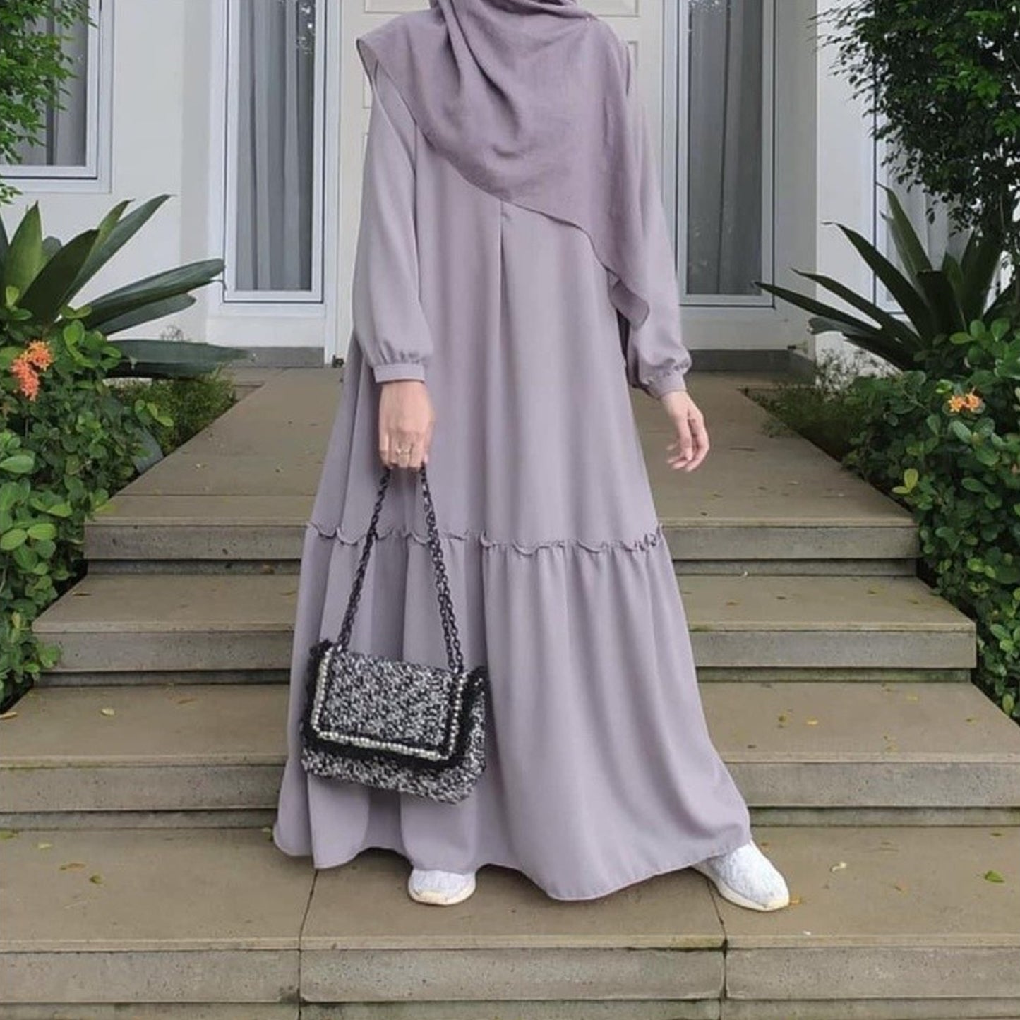 Elegante ruches: Jovina Maxi-jurk Rempel voor modebewuste vrouwen, islamitische jurk, Khimar-jurk, moslimjurk, islamitische jurk, damesjurk