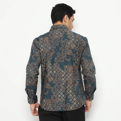 Batik Elegance: Sudimoro Navy Long Sleeve Shirt for Modern Men, Stylish Men, Men Batik, Batik Shirt, Formal Shirt For Men