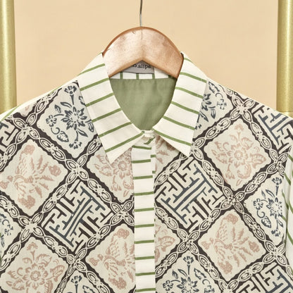 Classic Feel with a Modern Touch: Sage Men's Short Sleeve Batik Shirt,, Stylish Men, Men Batik, Batik, Batik Shirt, Formal Shirt For Men