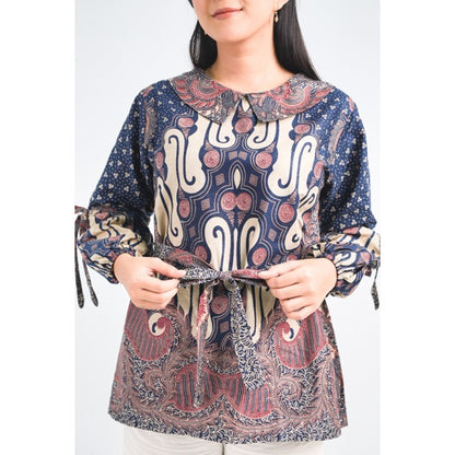 Cultural Chic: Trusmi Batik Blouse with Liris Combination of Satya Motifs, Batik Women, Women Blouse, Batik Blouse, Blouse For Women