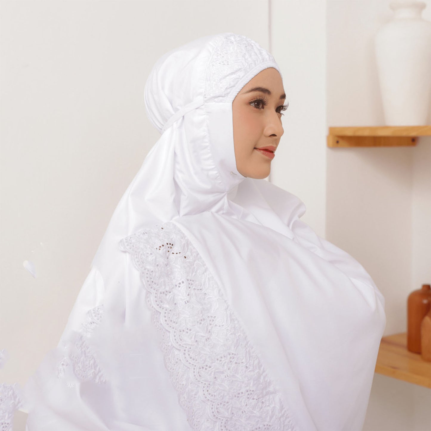 Timeless Elegance Premium Pastel Embroidered Adult Prayer Set by Mukena Siti Khadijah, Women Prayer Set, Prayer Dress