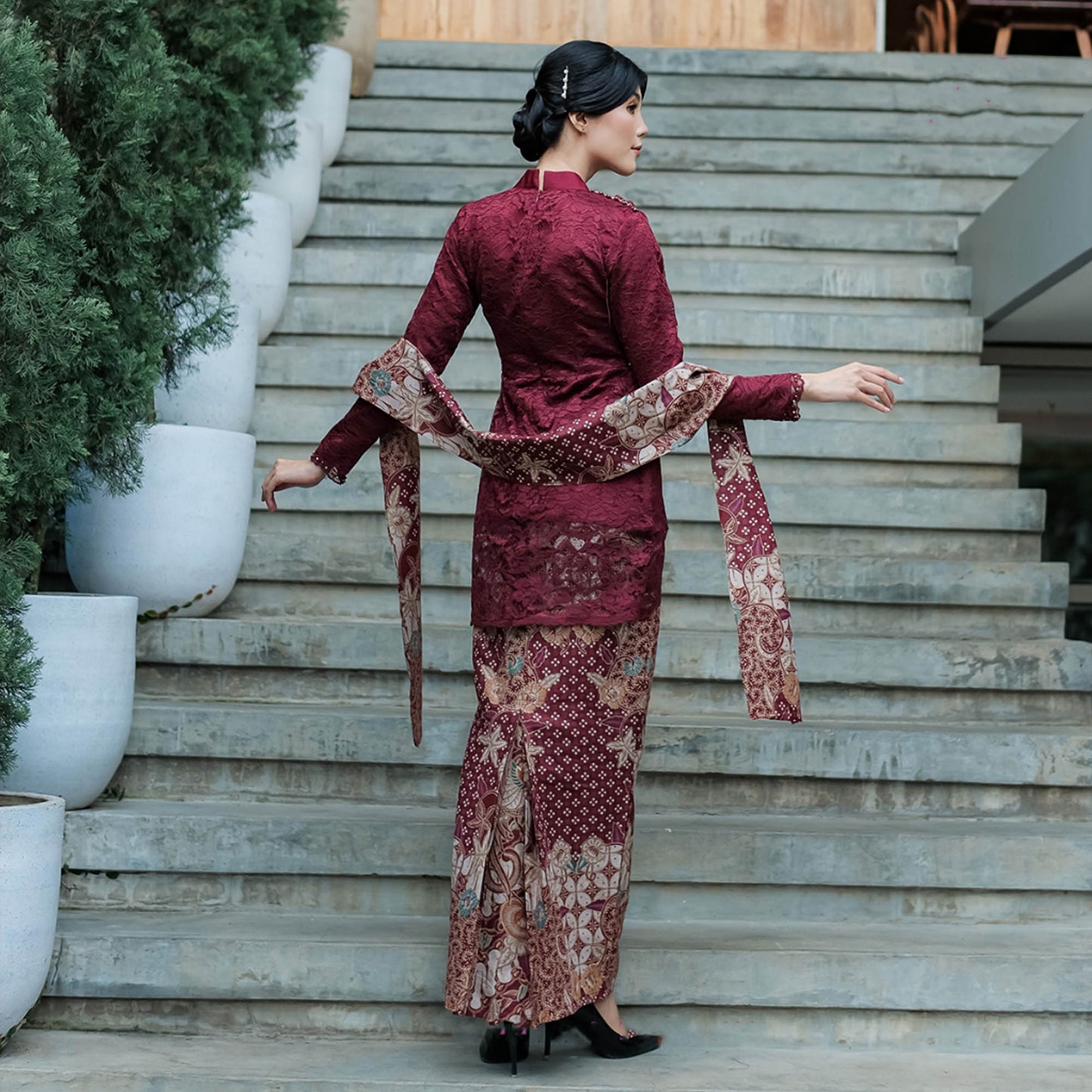 Dayana Maroon Batik Kebaya Dress: A Symbol of Beauty and Elegance, Kebaya Dress, Kebaya Modern, Kebaya Encim, Kebaya Skirt, Kebaya Set