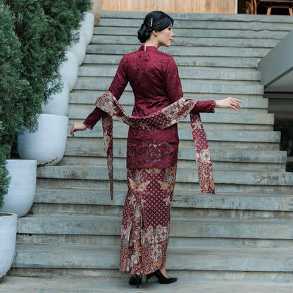 Dayana Maroon Batik Kebaya Dress: A Symbol of Beauty and Elegance, Kebaya Dress, Kebaya Modern, Kebaya Encim, Kebaya Skirt, Kebaya Set