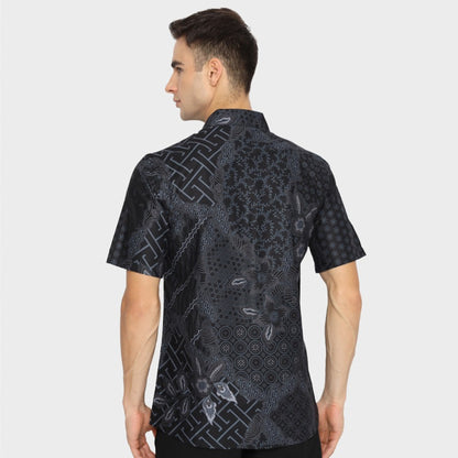 Mada's Finest: Black Slimfit Batik Shirt for a Luxurious Look, Stylish Men, Men Batik, Batik, Shirt, Batik Shirt, Formal Shirt For Men