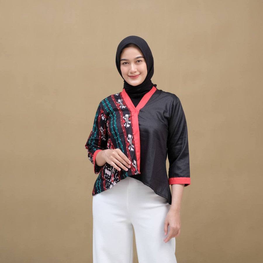 Batik Blouse Tops For Women'S Work Clothes, Weaving Motifs, Modern Kimono Models