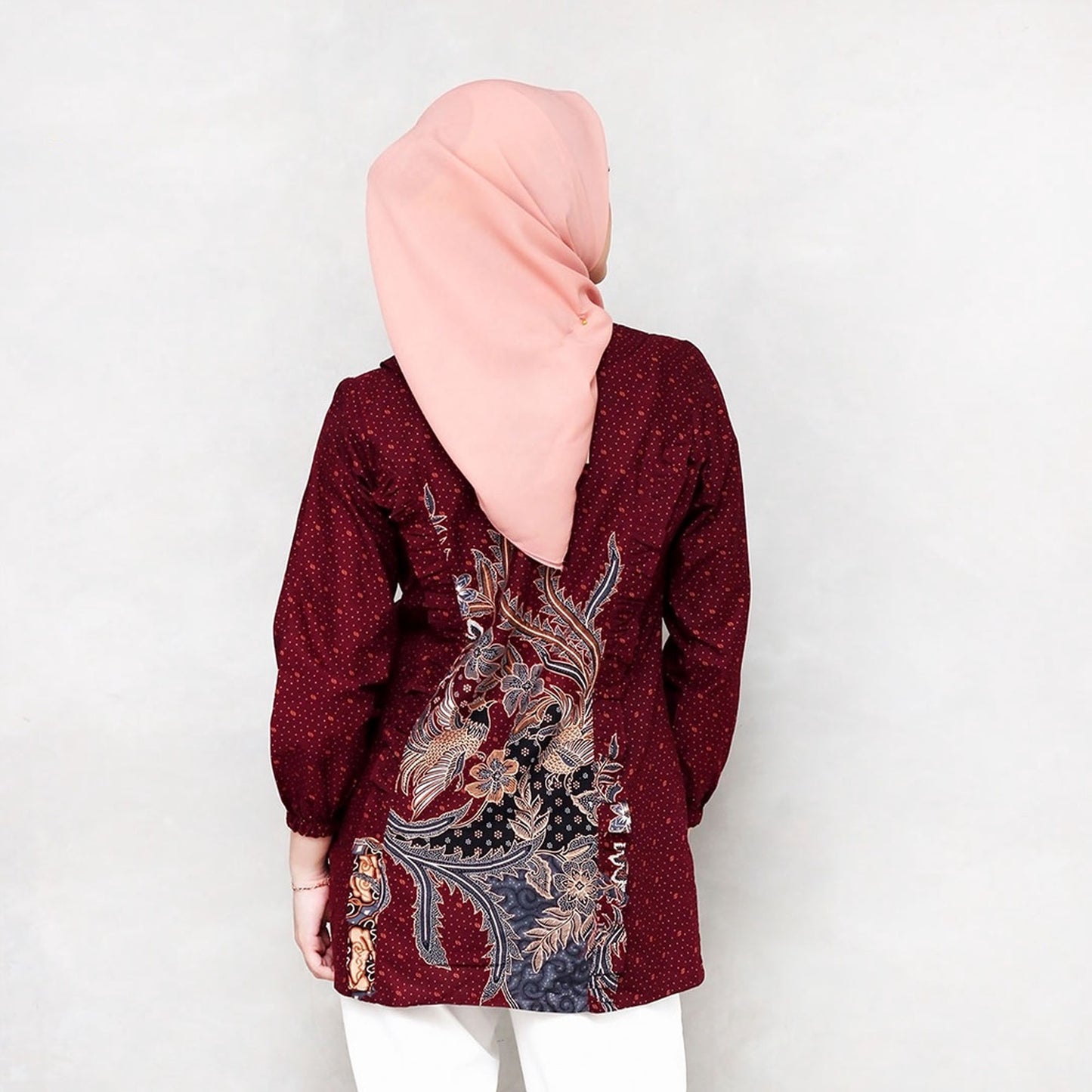 Women's Adyatma Batik Tunic: Undeniable Elegance in Maroon, Batik Women, Batik Blouse, Blouse For Women