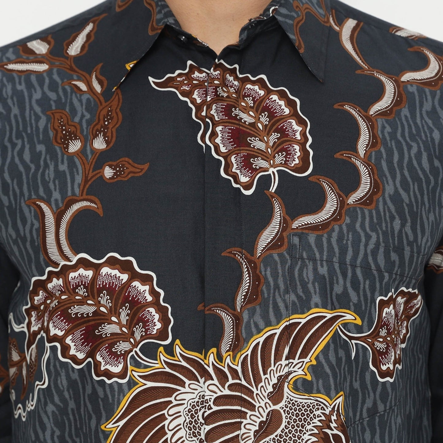 Classic Style with Gray Shades: Hanyokrokusumo Slimfit Batik Shirt, Stylish Men, Men Batik, Batik Shirt, Formal Shirt For Men