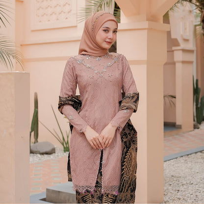 Batik Collection: Stylish Calista Mocca Kebaya Dress, Kebaya Dress, Kebaya Modern, Kebaya Encim, Kebaya Skirt, Kebaya Set