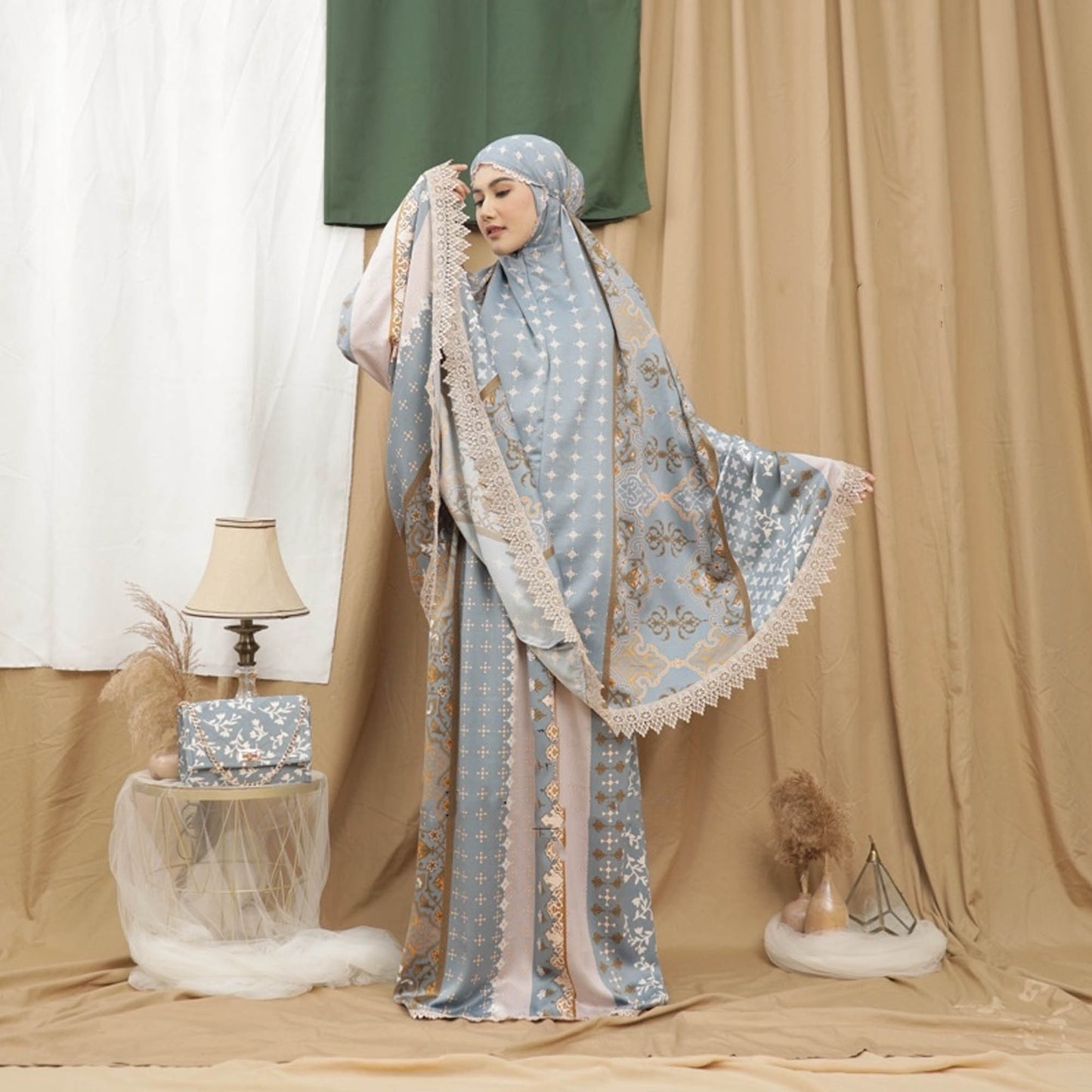 Classy Style: Mukena Silk Daily 2in1 Bag Motif and Luxury Lace Series, Prayer dress women Prayer Set, Prayer Dress for muslim
