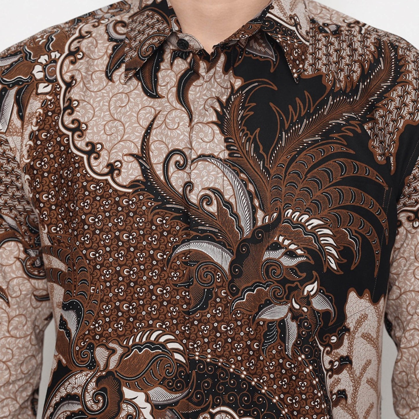 Adiwijaya Zwart: Slimfit heren batik overhemd met lange mouwen voor een stijlvolle look, stijlvolle heren, heren batik, batik overhemd, formeel overhemd voor heren 
