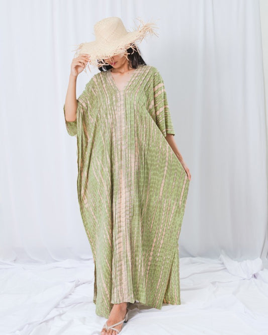 Indonesien Thalisa Kaftan Damenkleid Moosgrün – Premium Rayon
