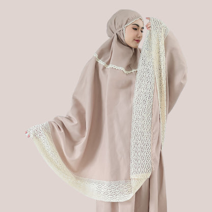 Zianka Series Adult Mukena Luxurious Cotton Prayer Set with Lace Detail