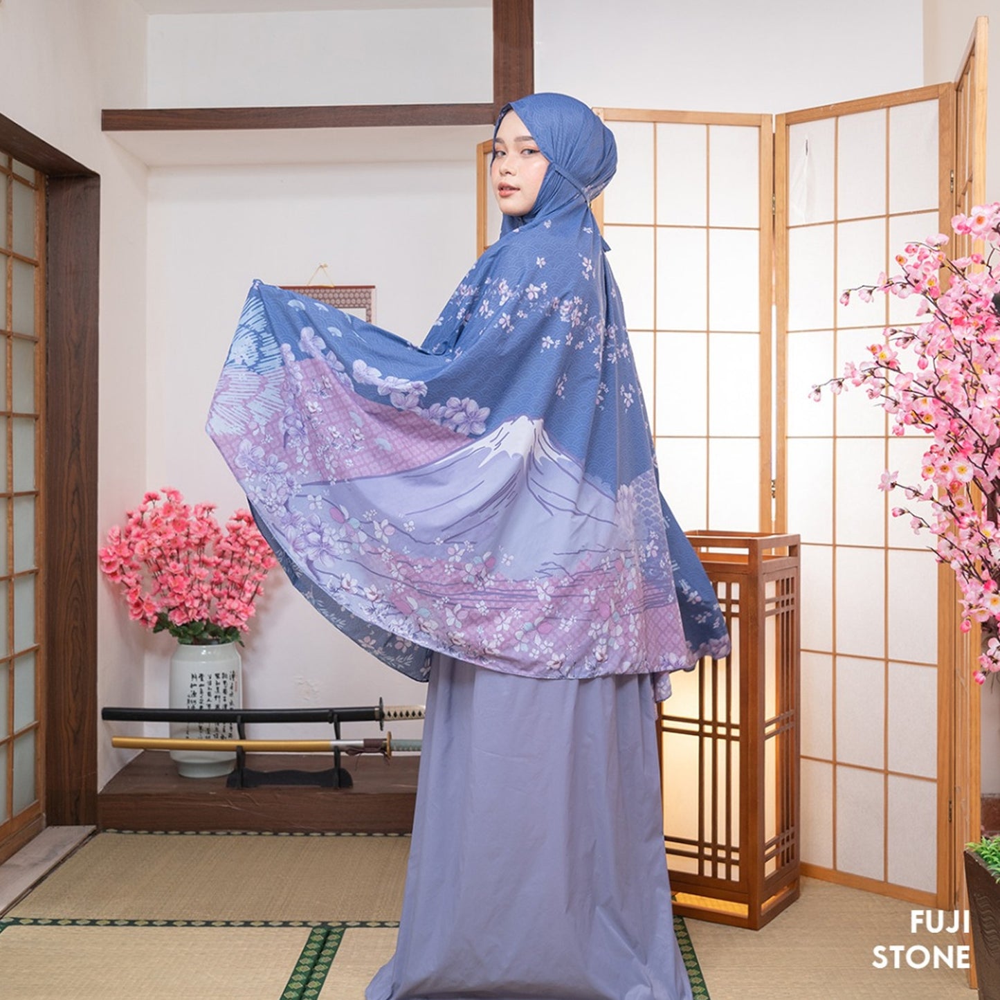 Mukena Travel Motif 2in1 Fuji Modern Design for Comfortable Worship, Prayer dress women, Prayer Dress for muslim, Muslim prayer outfit