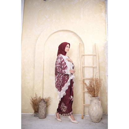 Yasmine Viscose Batik Outer and Wrap Skirt Set: High Quality Batik Beauty, Women Blouse, Batik Blouse, Batik for Women