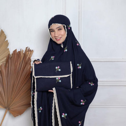 Adult Mukena with an Elegant Touch: Sisca Motif Embroidery, Muslim prayer dress, Hijab dress, Jilbab dress, Gamis dress, Prayer dress women