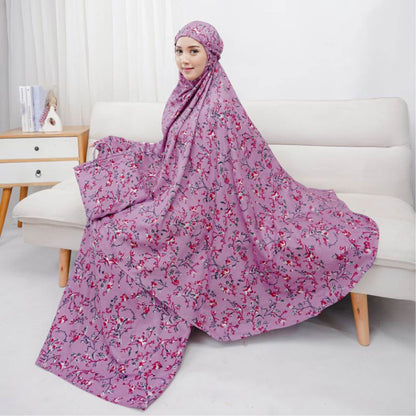 Newest Adult Mukena: Cool Rayon with Charming Saly Flower Motif, Gamis dress, Prayer dress women Prayer Set, Prayer Dress for muslim