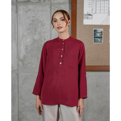 Stijlvol eenvoud dagelijks shirt rode serie met een verscheidenheid aan kleuren, damesblouse, batikblouse, blouse voor dames, etnische jurk, damesshirt
