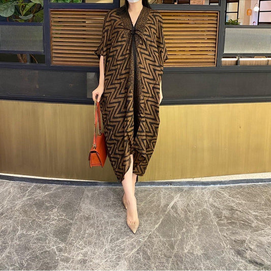 Lausboutique Kaftan Viskose Blank Series Kleid Batik Modern