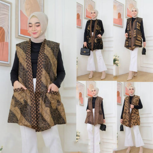 Outer Batik Outer Vest, Contemporary Sogan Women's Outerwear