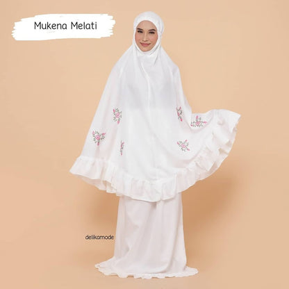 Adult Mukena Embossed Flowers Omik Delika Fashion Muslim Prayer Dress