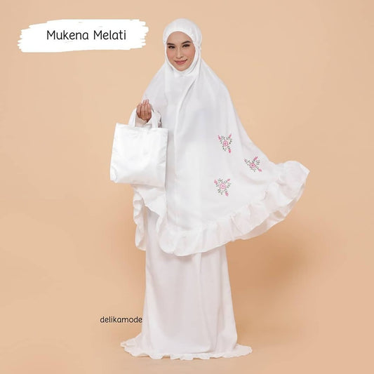 Adult Mukena Embossed Flowers Omik Delika Fashion Muslim Prayer Dress