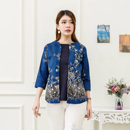 Modern Women'S Batik / Kimono Batik / Peplum Batik - Dark Blue