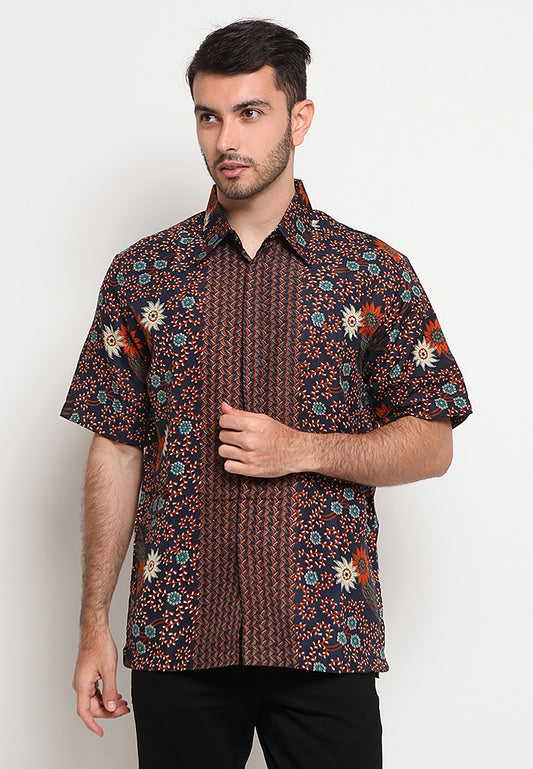 Adikusuma Men's Batik Shirt Elegance with Daisy Blossom Pattern, Men Batik, Batik, Men Batik Shirt, Men's Batik Shirts