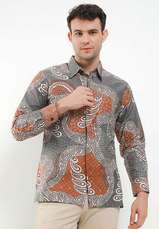 Arjuna Weda Heren Batik Shirt Elegantie in Sekar Tetes Banyu Patroon, Mannen Batik, Batik, Mannen Batik Shirt, Mannen Batik Shirts