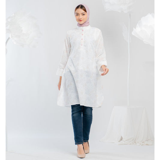 Agatha White Tunic Eid 2023 Exclusive White Tunic with Elegant Motif